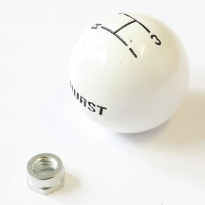 Hurst 1637624 Logo Engraved 3 Speed White Shifter Knob 3/8"x 16 Thread USED - Picture 1 of 3
