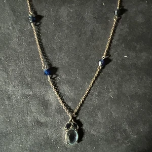 Collana Gemme Blu Catena Tono Oro 17” Lunga 3” Prolunga - Foto 1 di 4
