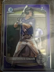 2025 Bowman 1st Charlie Condon Chrome Purple Refractor /250 Rockies Color Match - Picture 1 of 3