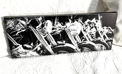 Motorcycle Wall Hanging on Canvas 22 1/2 x 9 - Image 1 of 4