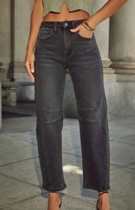 Vici Wild Honey Stretch High Rise Barrel Jeans Acid Wash Schwarz Größe 27 - Bild 1 von 11