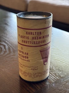 Vintage CARLTON POPULAR plastica esterno badminton volano latta INGHILTERRA - Foto 1 di 3