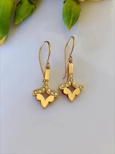 Australian Bespoke 9ct Rose Gold & 0.16ct Diamond Arabesque Arrow Hook Earrings - Picture 1 of 8