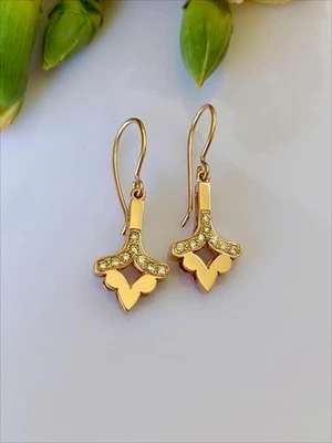 Australian Bespoke 9ct Rose Gold & 0.16ct Diamond Arabesque Arrow Hook Earrings - Image 1 of 4