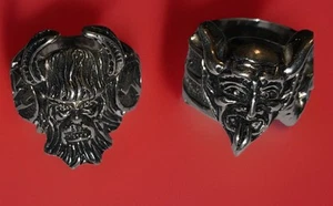 Vintage DS 84 Biker Ring 2 Stück / Thor - Wikinger / Teufel / Gr. 13 / 36 Gramm gesamt - Bild 1 von 10