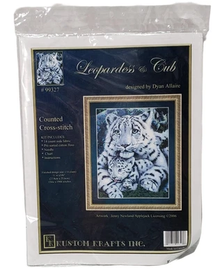 Punto de cruz contado Kustom Krafts #99327 leopardo y cachorro sellado 2006 Foto 1 de 4