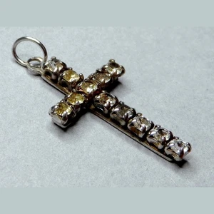 Strass Cross. Antique Pendant. Religious Medal. - Picture 1 of 5