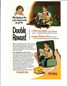 1950 Kodak Double Reward Kodachrome Film Boy and Dog Photography Ephemera Ad - Picture 1 of 1