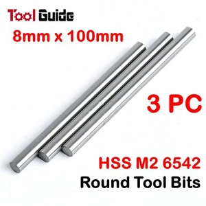3pc 8mm x 100mm High Speed Steel HSS M2 6542 Round Lathe Tool Bit Milling Mill - Picture 1 of 5