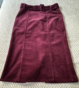 Dorothy Perkins Burgundy Corduroy Skirt - Size 12 (Tall) - Picture 1 of 10