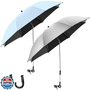 Talltalk 2 Pcs Beach Umbrella with Universal Clamp Adjustable Beach Shade UV - Picture 1 of 5