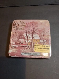 VTG Decatur County Bank-Greensburg, IN Currier & Ives Old Grist Mill Coasters - Picture 1 of 5