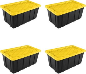 38 Gal Industrial Tote, Stackable Storage Bin with Snap-Fit Lid for Garage, Base - Picture 1 of 12