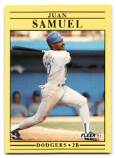 Juan Samuel 1991 Fleer #218 Los Angeles Dodgers BASEBALL