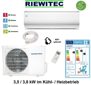 Split Inverter Klimaanlage RIEWITEC 3,5 / 3,8 kW, R32, 3 m K-Leitung, A++ / A+ - Bild 1 von 8
