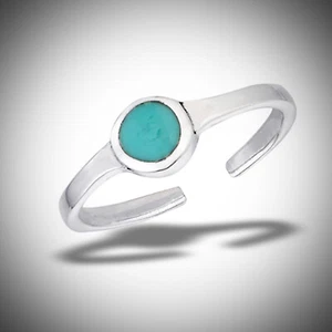 Turquoise 'Button' Toe Ring - SOLID 925 Sterling Silver - NEW! - Picture 1 of 7