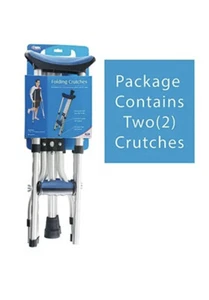 Folding Aluminum Under Arm Crutches Lightweight for Adults 4'11" to 6'4" NEW - Picture 1 of 9