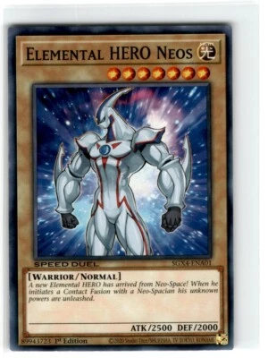 2020 Yu-Gi-Oh! Speed Duel Elemental Hero Neos Common SGX4-ENA01 Moderately - Image 1 of 2