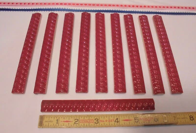 10 pcs. *Burgundy* Vintage Ceramic Liner-Pencil-Sizzle Tiles: 5/8" X 6" Twist - Image 1 of 4
