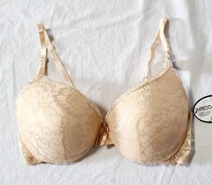 Inteco Intimates Lace Push-up Bra Beige Size 36D T12-1234 - Picture 1 of 4
