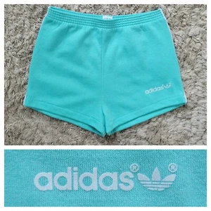 Vintage Adidas Mint Green Shorts w White Piping & Elastic Waist Size Med - Picture 1 of 11