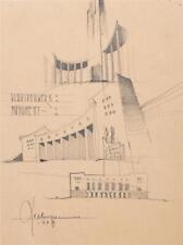 Unbekannt - Architekturskizze Monument - Bleistiftzeichnung - 1949