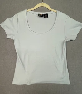 Route 66 Since 1926 Stretch Women's Scoop Neck Short Sleeve Light Blue Tops Med - Picture 1 of 5
