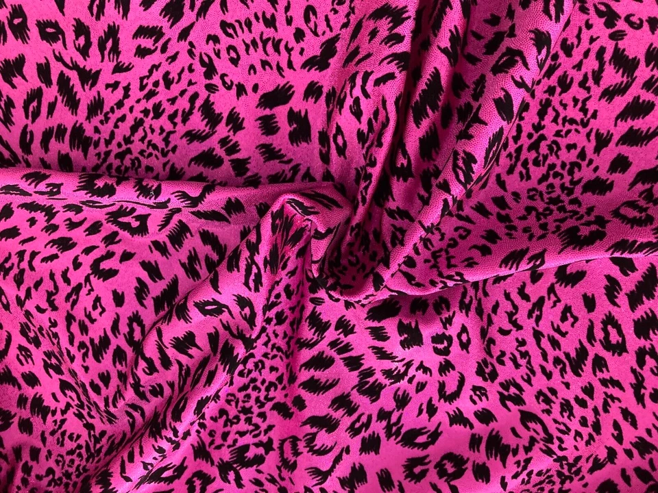 Sparkle Hot Pink Animal Print Stretch Spandex Sewing Fabric 2 yd 60" Made in USA - Image 1 of 3