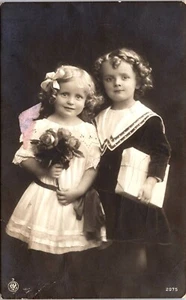 ADORABLE CHILDREN : BOY AND GIRL : FASHION : RPPC - Picture 1 of 2
