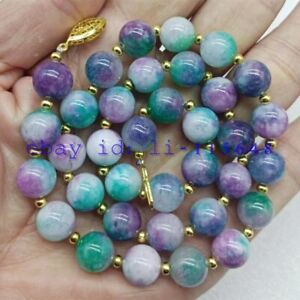 Delicate 10mm Multi-color Kunzite Round Gemstone Bead Necklace 20 Inches