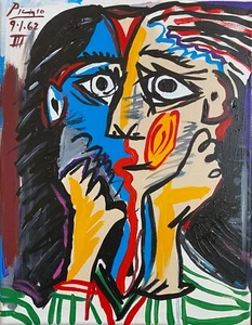 Pablo Picasso Painting Signed and Stamped on Vintage Canvas Rare - Picture 1 of 7