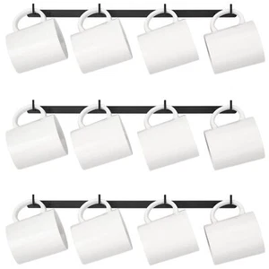 Mug Holder Metal Coffee Mug Rack Wall Mounted With 12 Mug Hooks Set Of 3 Mug Dis - Picture 1 of 6