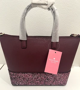 New KATE SPADE Greta Court Ina Glitter Crossbody Handbag cherry woo - Picture 1 of 16