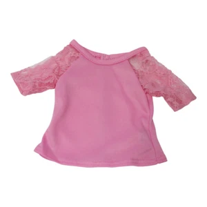 Rosa Raglan Jersey Top mit Spitzeneinsätzen passt 18" American Girl Puppen - Bild 1 von 2