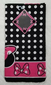 Disney MINNIE MOUSE BANDANA 100% Cotton Scarf Handkerchief Black / Pink 22"x22" - Picture 1 of 12