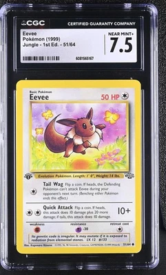 1999 Pokemon Jungle Eevee #51/64 1st Edition CGC 7.5 - Image 1 of 2