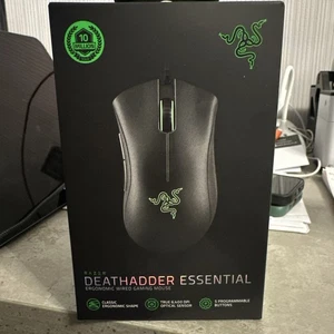 Razer DeathAdder Essential Wired Gaming Mouse 6400DPI BLACK GENUINE - Picture 1 of 7