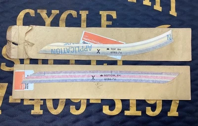 Juego de calcomanías para tanque de gasolina lado derecho Harley Z90 1974 nuevo de lote original 61185-74 y 61186-74 SX125 Foto 1 de 4