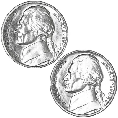 1984 P & D Jefferson  Nickel Uncirculated  Pulled From Mint Proof Sets - Image 1 of 4