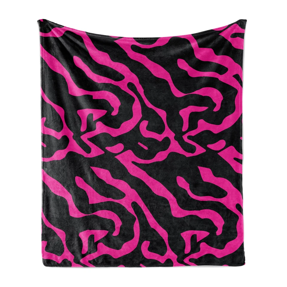 rosa Zebra Weich Flanell Fleece Decke Exotische Safari-Streifen - Bild 1 von 1