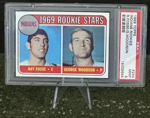 1969 TOPPS RAY FOSSE/GEORGE WOODSON #244 INDIANS ROOKIES PSA 9 - Picture 1 of 2
