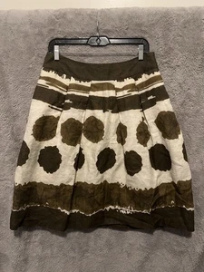 Lafayette 148 Rock Gr. 6 Leinen braun beige Kunstdruck gefüttert Plissee Midi lang - Bild 1 von 11
