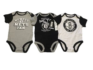 3 NBA Brooklyn Nets Infants Bodysuits Size 3-6 Months NWT - Picture 1 of 3
