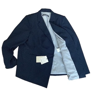 Marina Rinaldi Cima Navy Polka Dot Blazer Jacket Women's size MR 29 - US 20W - Picture 1 of 15