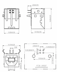 2 conectores USB tipo B 90° montaje PCB reparación de computadora individual PC (152) - Imagen 1 de 3