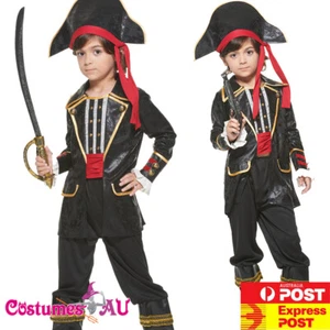 Boys Pirate Costume Kids Child Caribbean Buccaneer Pirate Book Week Halloween - Picture 1 of 7