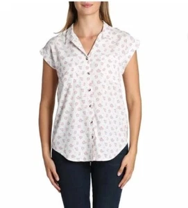 Jachs Girlfriend Women's V-Neck Collar Short Sleeve Button Down Top Blouse... - Picture 1 of 5