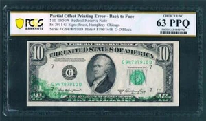 $10.00 1950A Federal "TORN SHEET B2F Transfer & Cutting" ERROR~NEW PCGS-63PPQ.!! - Picture 1 of 1