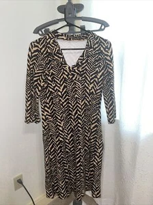 J. McLAUGHLIN Black Camel Zebra Print Sheath Dress Size medium m P14886 - Picture 1 of 3