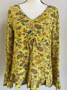 Chelsea & Violet Women's Sz M Floral Print Long Sleeve V Neck Boho Top Blouse - Picture 1 of 12